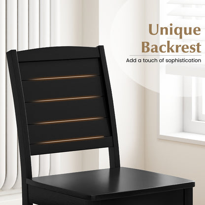 Set of 2 Modern Wood Dining Chairs Armless with Rubber Wood Legs – Black