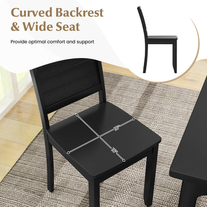 Set of 2 Modern Wood Dining Chairs Armless with Rubber Wood Legs – Black
