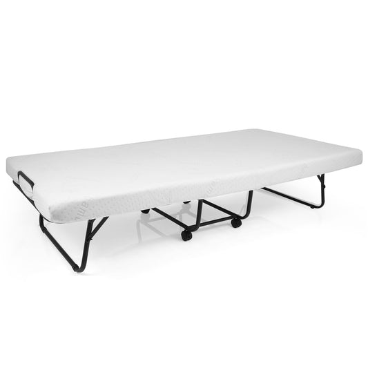 Portable Cot Size Folding Bed with Memory Foam Mattress and Sturdy Metal Frame