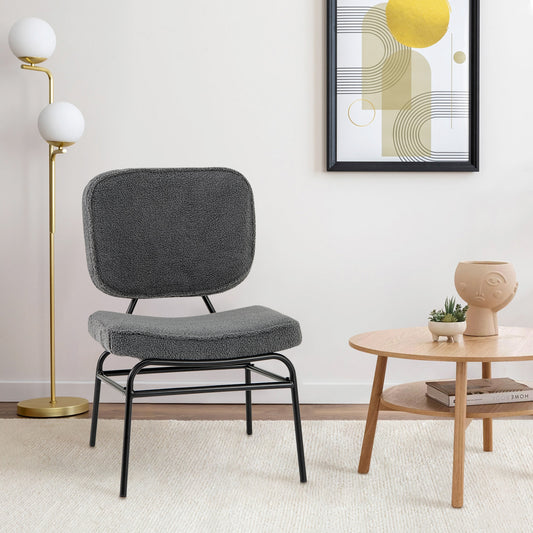Cozy Sherpa Fabric Accent Chair with Ergonomic Back and Cushioned Seat - Grey