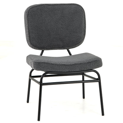 Cozy Sherpa Fabric Accent Chair with Ergonomic Back and Cushioned Seat - Grey