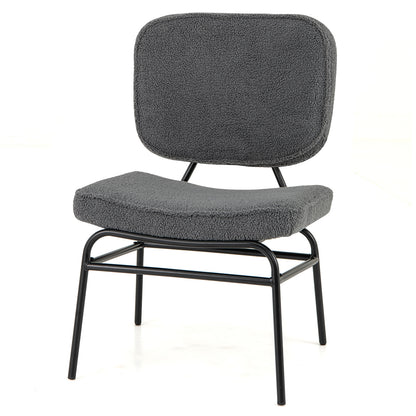 Cozy Sherpa Fabric Accent Chair with Ergonomic Back and Cushioned Seat - Grey