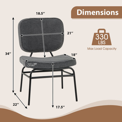 Cozy Sherpa Fabric Accent Chair with Ergonomic Back and Cushioned Seat - Grey