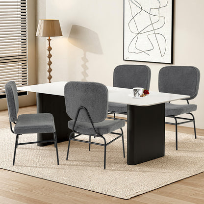 Cozy Sherpa Fabric Accent Chair with Ergonomic Back and Cushioned Seat - Grey