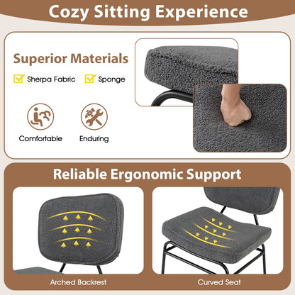 Cozy Sherpa Fabric Accent Chair with Ergonomic Back and Cushioned Seat - Grey