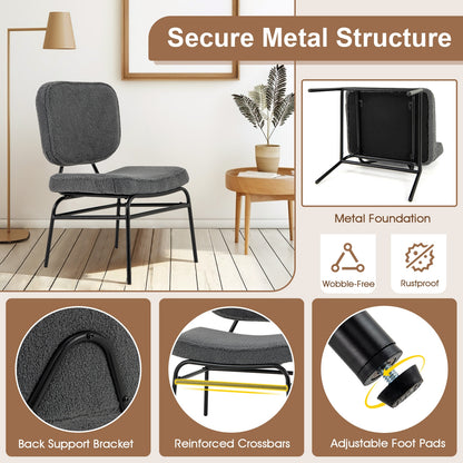 Cozy Sherpa Fabric Accent Chair with Ergonomic Back and Cushioned Seat - Grey