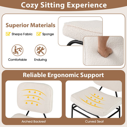 Cozy Sherpa Fabric Accent Chair with Ergonomic Back and Cushioned Seat - Beige