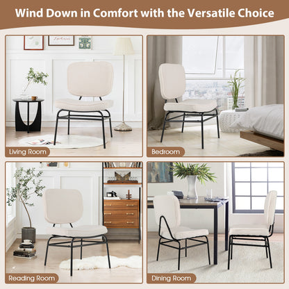 Cozy Sherpa Fabric Accent Chair with Ergonomic Back and Cushioned Seat - Beige