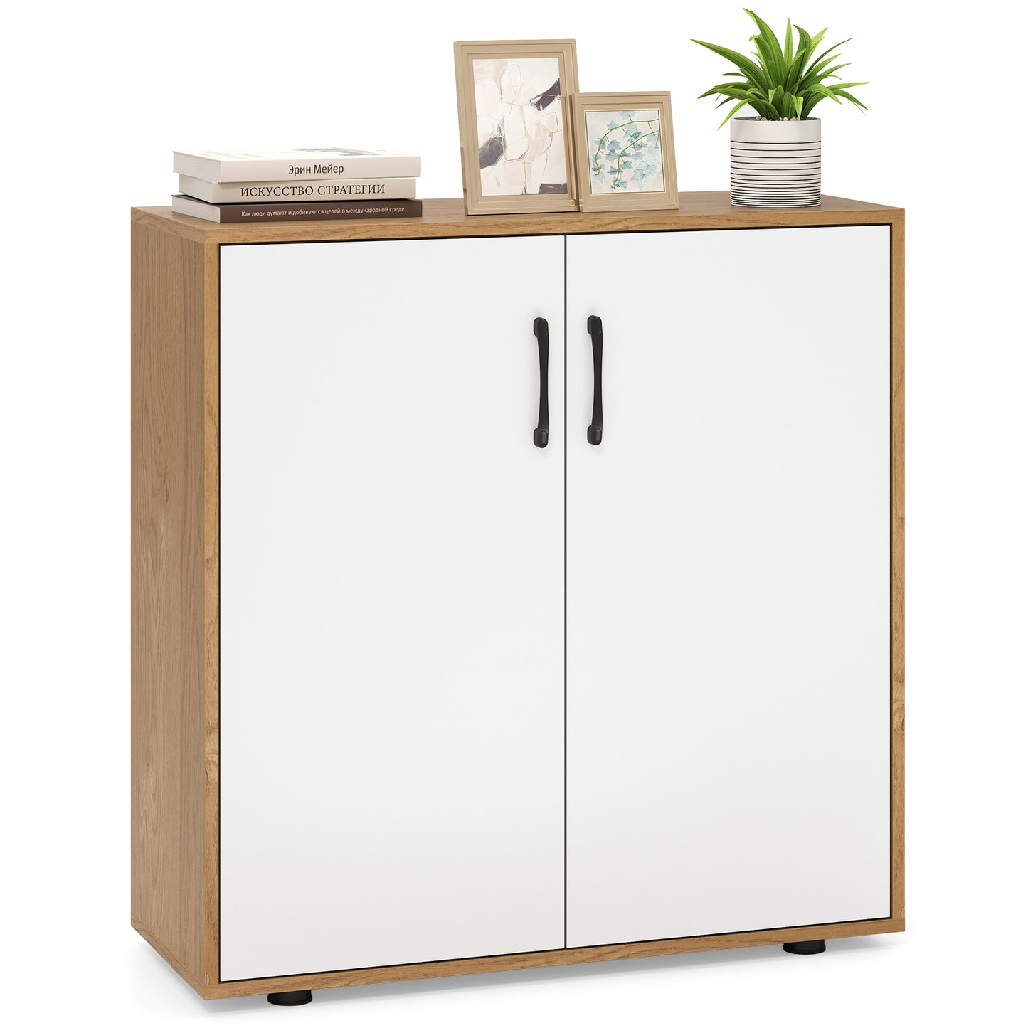 Modern Coffee Bar Sideboard with Adjustable Storage Shelf for Kitchen or Dining Space
