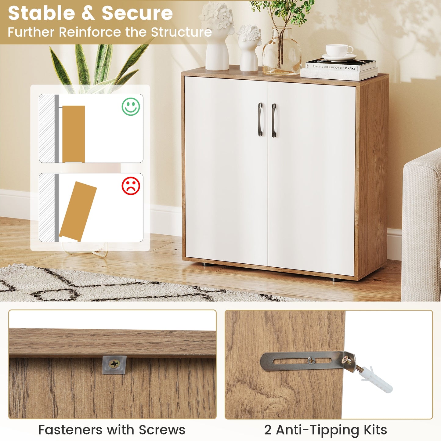 Modern Coffee Bar Sideboard with Adjustable Storage Shelf for Kitchen or Dining Space