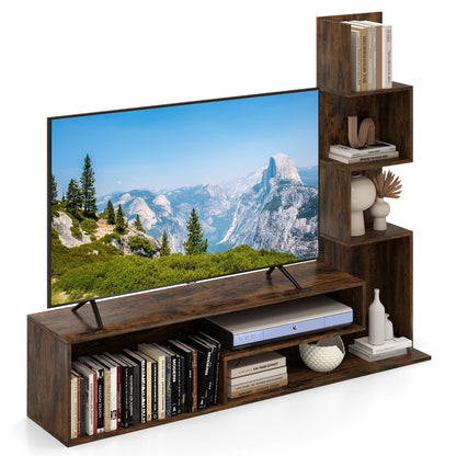 Modern L-Shaped Cube TV Stand with Open Storage Shelves for TVs up to 50 Inches