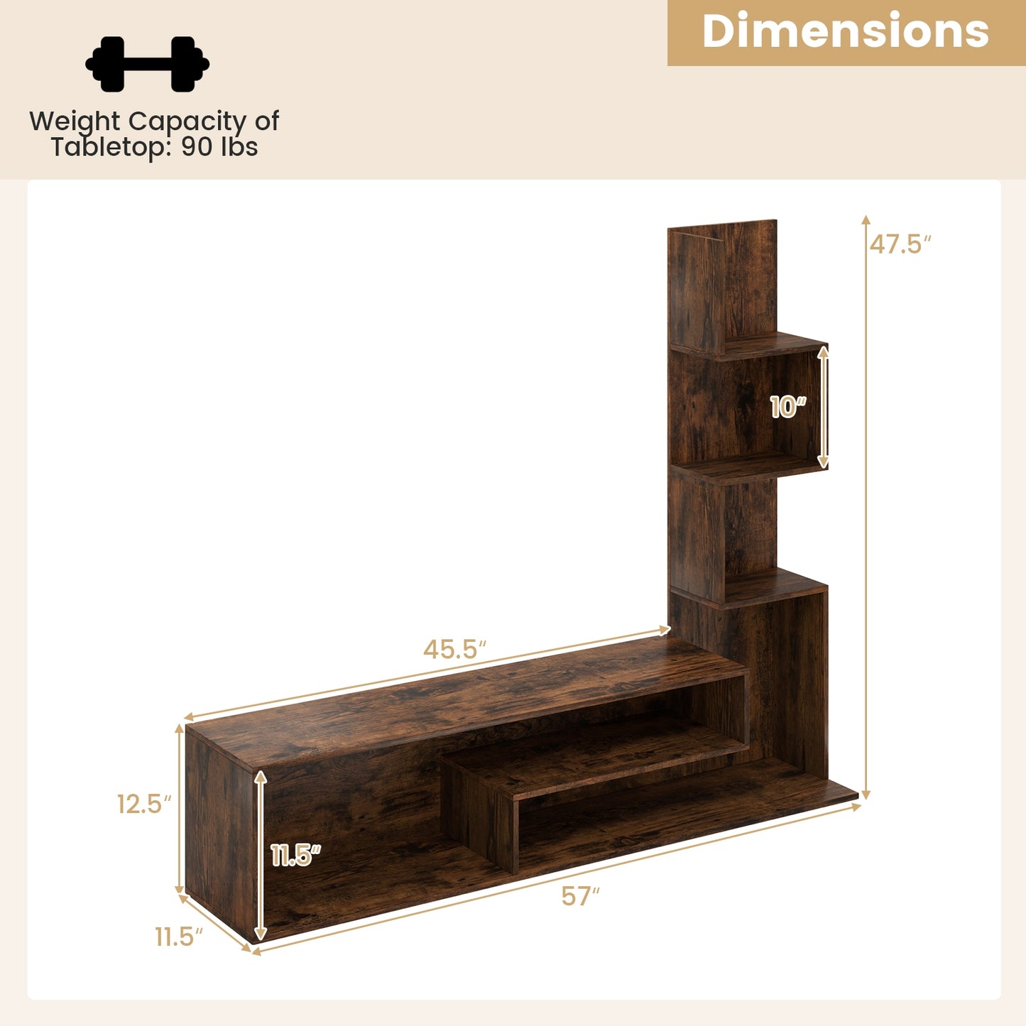 Modern L-Shaped Cube TV Stand with Open Storage Shelves for TVs up to 50 Inches