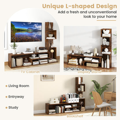 Modern L-Shaped Cube TV Stand with Open Storage Shelves for TVs up to 50 Inches