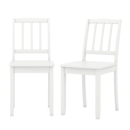 Wooden Dining Chairs with Rubber Wood Legs and Curved Backrest - White, Set of 2