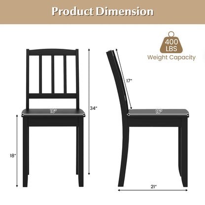 Wooden Dining Chairs with Rubber Wood Legs and Curved Backrest - White, Set of 2