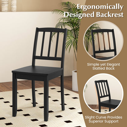 Wooden Dining Chairs with Rubber Wood Legs and Curved Backrest - Black, Set of 2