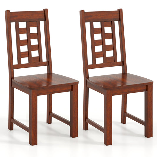 Solid Wood Dining Chairs with Curved Backrest and Natural Finish Set of 2