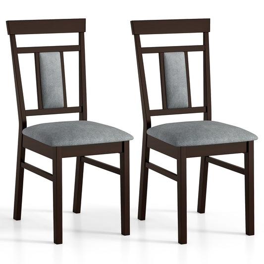 Elegant Linen Upholstered Wooden Dining Chairs with Rubber Wood Frame Set of 2