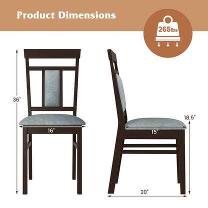 Elegant Linen Upholstered Wooden Dining Chairs with Rubber Wood Frame Set of 2