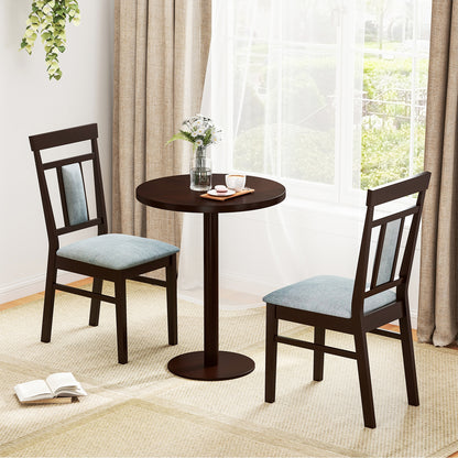 Elegant Linen Upholstered Wooden Dining Chairs with Rubber Wood Frame Set of 2
