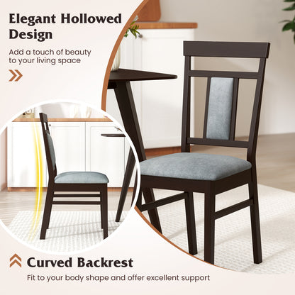 Elegant Linen Upholstered Wooden Dining Chairs with Rubber Wood Frame Set of 2