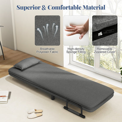 Modern 3 in 1 Sofa Chair Lounger Bed with Adjustable Backrest and Support Pillow in Grey