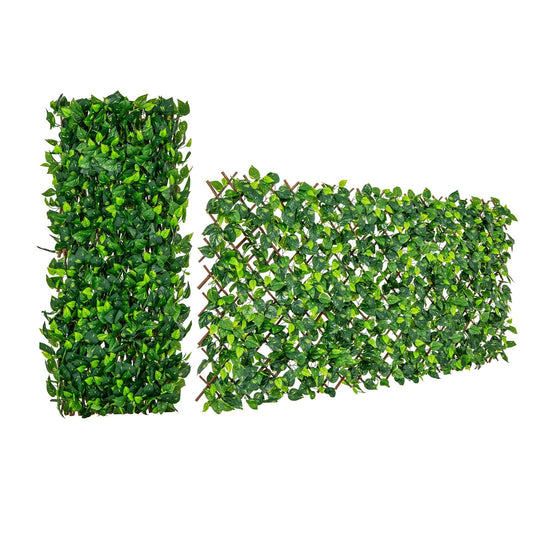 Expandable Faux Ivy Privacy Screen with Willow Frame – Decorative Artificial Fencing Panel