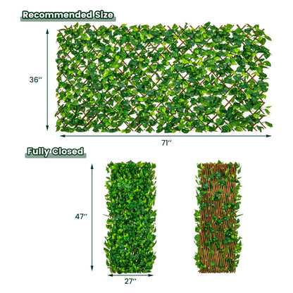 Expandable Faux Ivy Privacy Screen with Willow Frame – Decorative Artificial Fencing Panel