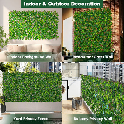 Expandable Faux Ivy Privacy Screen with Willow Frame – Decorative Artificial Fencing Panel