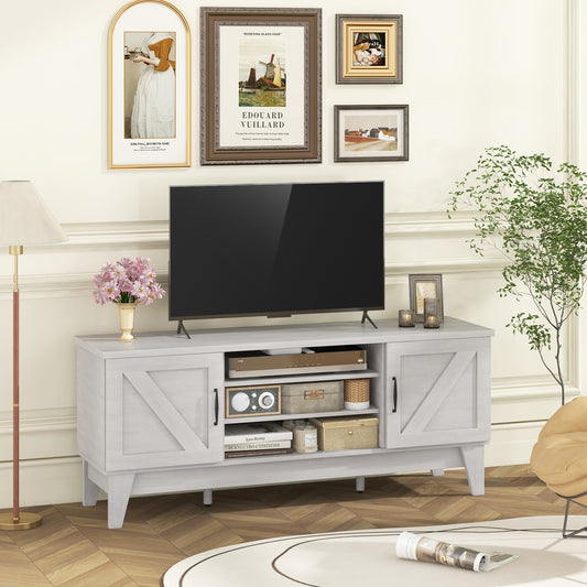Rustic Farmhouse TV Console with Barn Doors and Adjustable Storage for TVs up to 65 Inches