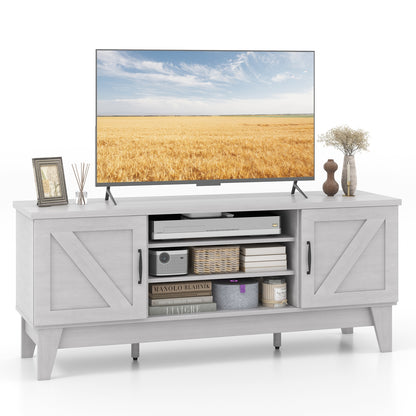 Rustic Farmhouse TV Console with Barn Doors and Adjustable Storage for TVs up to 65 Inches