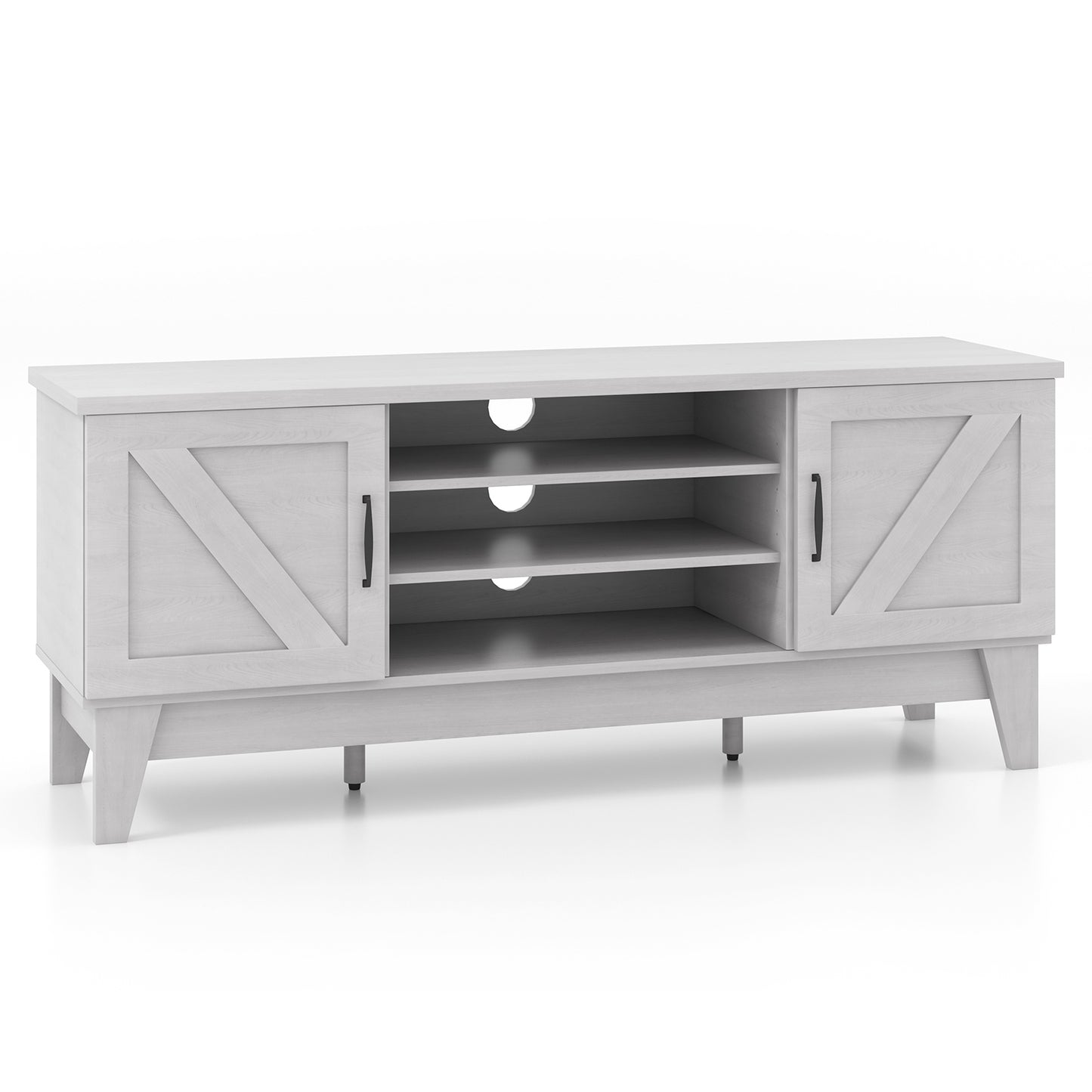 Rustic Farmhouse TV Console with Barn Doors and Adjustable Storage for TVs up to 65 Inches