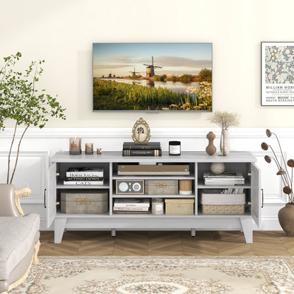Rustic Farmhouse TV Console with Barn Doors and Adjustable Storage for TVs up to 65 Inches