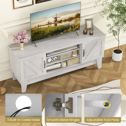 Rustic Farmhouse TV Console with Barn Doors and Adjustable Storage for TVs up to 65 Inches