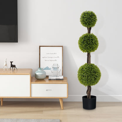 4FT Lush Artificial Boxwood Ball Tree with Realistic PE Leaves and Sturdy Trunk
