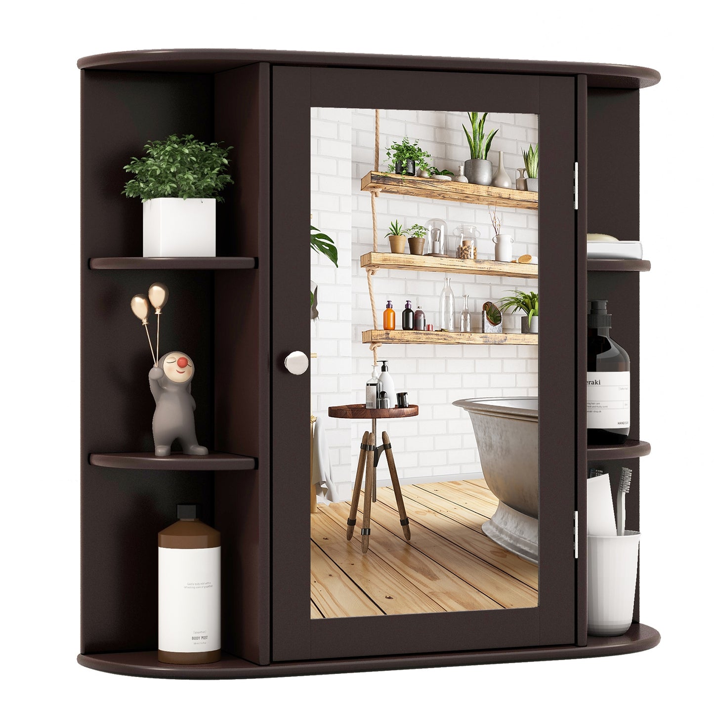 Wall-Mounted Bathroom Cabinet with Mirror, Adjustable Shelves & Ample Storage