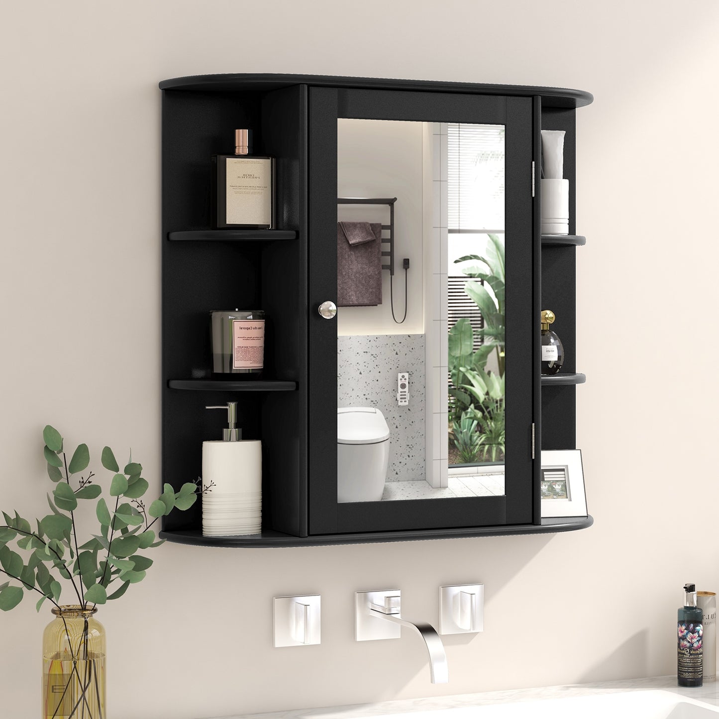 Wall-Mounted Bathroom Cabinet with Mirror, Adjustable Shelves & Ample Storage