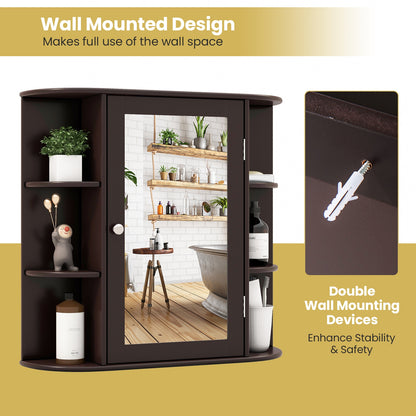 Wall-Mounted Bathroom Cabinet with Mirror, Adjustable Shelves & Ample Storage