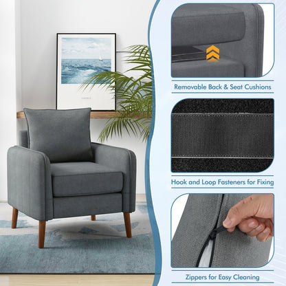 Soft Fabric Upholstered Accent Chair with Removable Cushions