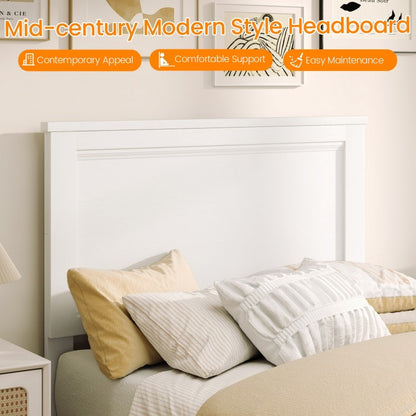Premium Twin Size Platform Bed Frame with High Headboard and Slatted Base – White