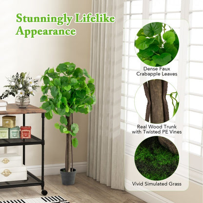 44 Inch Lifelike Artificial Crabapple Tree with Bendable Branches for Indoor & Outdoor Decor