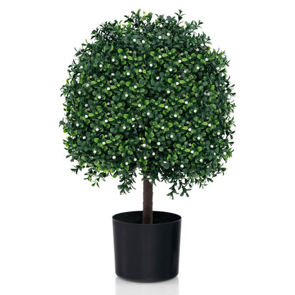 UV-Resistant Artificial Boxwood Topiary Ball Tree with Lush Faux Leaves
