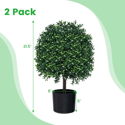 UV-Resistant Artificial Boxwood Topiary Ball Tree with Lush Faux Leaves
