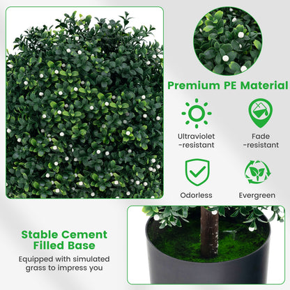 UV-Resistant Artificial Boxwood Topiary Ball Tree with Lush Faux Leaves