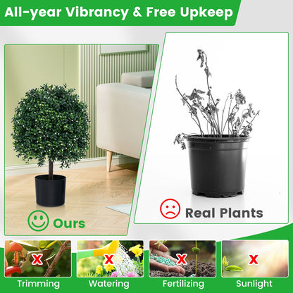 UV-Resistant Artificial Boxwood Topiary Ball Tree with Lush Faux Leaves