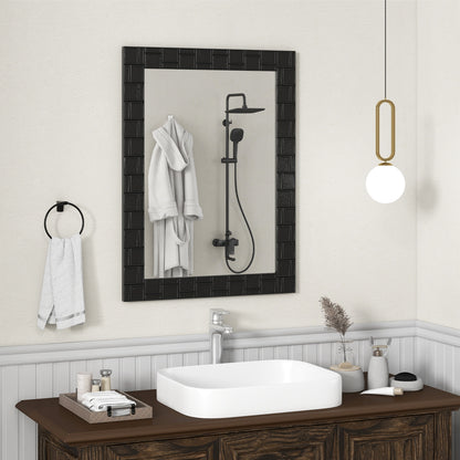 Rectangular Wood Framed Wall Mirror – Ideal for Living Room, Entryway, and Vanity Decor