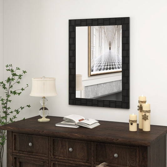 Rectangular Wood Framed Wall Mirror – Ideal for Living Room, Entryway, and Vanity Decor