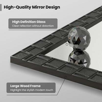 Rectangular Wood Framed Wall Mirror – Ideal for Living Room, Entryway, and Vanity Decor