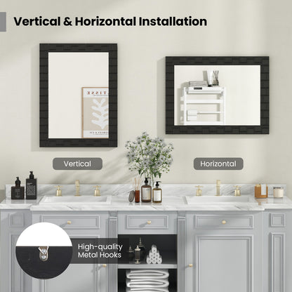 Rectangular Wood Framed Wall Mirror – Ideal for Living Room, Entryway, and Vanity Decor