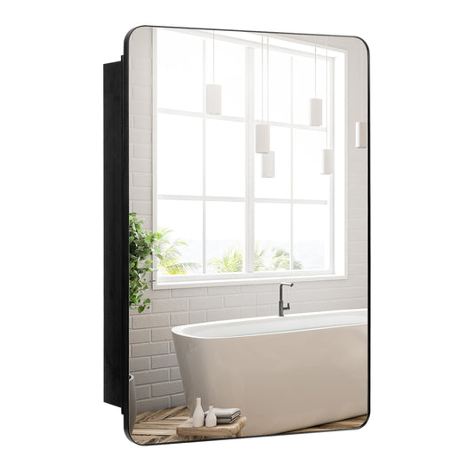 Space Saving Wall Mounted Medicine Cabinet with Adjustable Shelves & Tempered Mirror